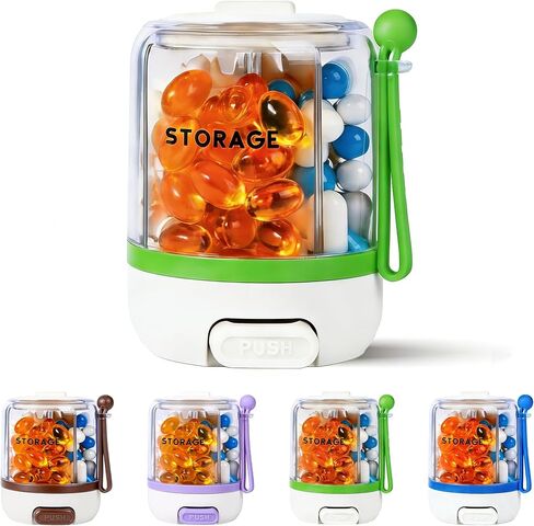 4 Compartments Pill Bottle Organizer, Anti-Mix Travel Pill Dispenser with Safety Lock, Pill Case with 16pcs Labels, Cute Pill Organizer for Seniors, Caregivers & Daily Vitamin Management(Purple) in Saudi Arabia