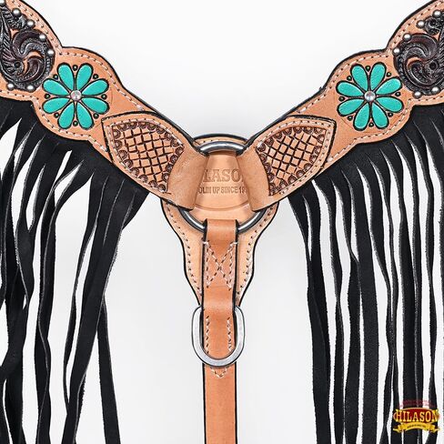 HILASON Western Leather Horse Breast Collar Floral Hand Painted W/Fringes in Saudi Arabia