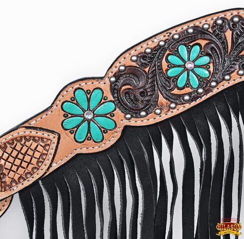 HILASON Western Leather Horse Breast Collar Floral Hand Painted W/Fringes in Saudi Arabia