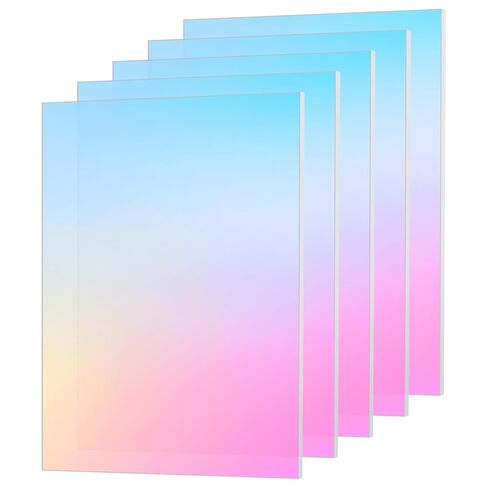 5 Pack 8" x 12" Iridescent Acrylic Sheets 1/8 Thick Translucent Acrylic Sheet Plexiglass Colored Acrylic Sheets for Laser Cutting, DIY Projects & Crafts Sign, Painting, Home Decor in Saudi Arabia
