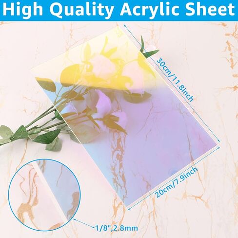5 Pack 8" x 12" Iridescent Acrylic Sheets 1/8 Thick Translucent Acrylic Sheet Plexiglass Colored Acrylic Sheets for Laser Cutting, DIY Projects & Crafts Sign, Painting, Home Decor in Saudi Arabia