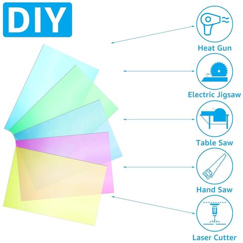 5 Pack 8" x 12" Iridescent Acrylic Sheets 1/8 Thick Translucent Acrylic Sheet Plexiglass Colored Acrylic Sheets for Laser Cutting, DIY Projects & Crafts Sign, Painting, Home Decor in Saudi Arabia