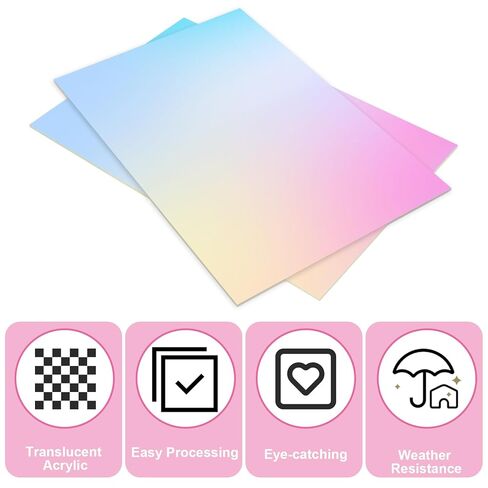 5 Pack 8" x 12" Iridescent Acrylic Sheets 1/8 Thick Translucent Acrylic Sheet Plexiglass Colored Acrylic Sheets for Laser Cutting, DIY Projects & Crafts Sign, Painting, Home Decor in Saudi Arabia