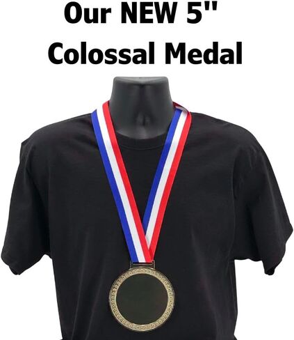 Express Medals مساحة ميدالية فارغة ضخمة مقاس 5 بوصات لكأس جائزة إدراج مقاس 4 بوصات مع شريط رقبة أحمر وأبيض وأزرق، لمسة نهائية ذهبية مع تصميم على شكل نجمة، مساحة تخصيص DIY in Saudi Arabia