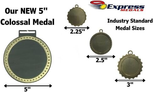 Express Medals مساحة ميدالية فارغة ضخمة مقاس 5 بوصات لكأس جائزة إدراج مقاس 4 بوصات مع شريط رقبة أحمر وأبيض وأزرق، لمسة نهائية ذهبية مع تصميم على شكل نجمة، مساحة تخصيص DIY in Saudi Arabia