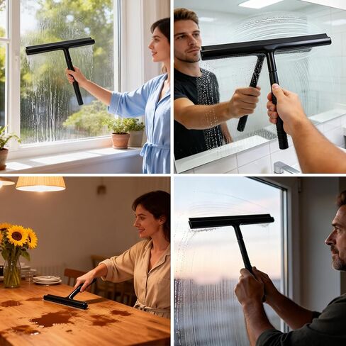 Detachable Silicone Squeegee, Streak-Free Glass Cleaner with Soft Flexible Blade, Space-Saving Easy Storage Design for Bathroom, Mirror, Car Windshield in Saudi Arabia