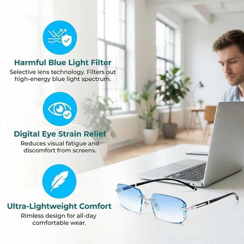 نظارات، نظارات كمبيوتر بدون وصفة طبية لاستخدام الشاشة، تصميم مريح خفيف الوزن للرجال والنساء. in Saudi Arabia