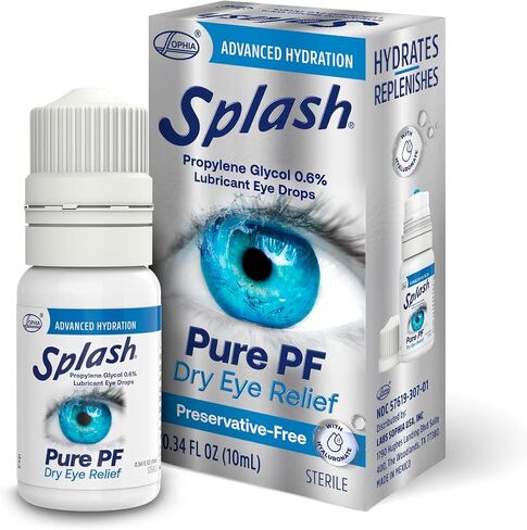 Splash Pure PF Preservative-Free Lubricating Eye Drops for Dry Eyes, Advanced Hydration with Hyaluronate, Smooth, Comfortable Feel, Multi-Dose Bottle (10mL) (Pack of 1) in Saudi Arabia