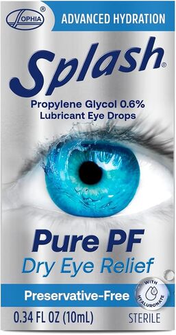 Splash Pure PF Preservative-Free Lubricating Eye Drops for Dry Eyes, Advanced Hydration with Hyaluronate, Smooth, Comfortable Feel, Multi-Dose Bottle (10mL) (Pack of 1) in Saudi Arabia