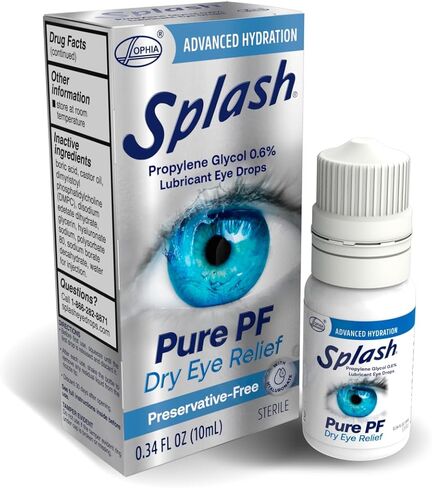 Splash Pure PF Preservative-Free Lubricating Eye Drops for Dry Eyes, Advanced Hydration with Hyaluronate, Smooth, Comfortable Feel, Multi-Dose Bottle (10mL) (Pack of 1) in Saudi Arabia