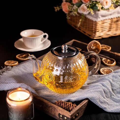 Amzcku 50OZ/1500ml Vintage Glass Teapot with Removable Infuser – Stovetop Safe, Borosilicate Glass Tea Kettle for Blooming & Loose Leaf Tea in Saudi Arabia