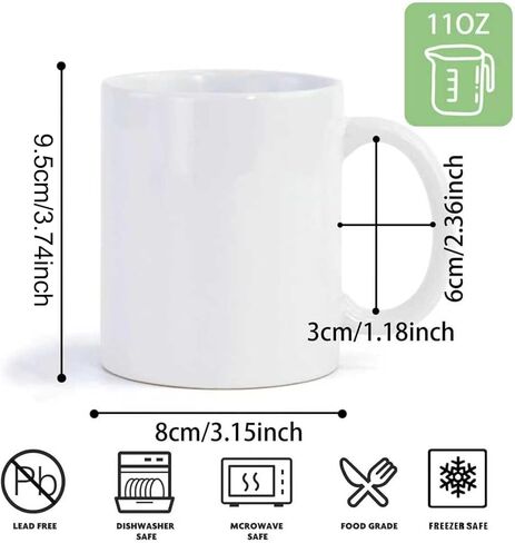 36pcs Sublimation Mugs, 11oz White Coffee Cup Set, Ceramic Coffee Mug, with Foam Box, Machine Washable, White Ceramic Cups Bulk Mugs for Tea Latte Hot Cocoa in Saudi Arabia