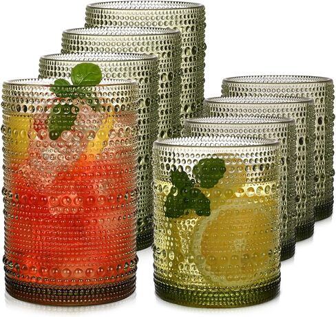 مجموعة أكواب الشرب العتيقة من Hobnail المكونة من 8 قطع، أكواب Highball سعة 15 أونصة وكؤوس كوكتيل سعة 12 أونصة، أكواب مطبخ للشرب للكوكتيل، والقهوة المثلجة، والبيرة، والشاي المثلج، والنبيذ، والويسكي، والماء in Kuwait