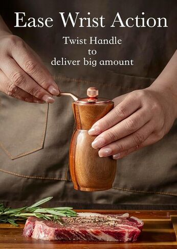 Pepper Grinder and Mill - Salt and Pepper Grinder Set with Holder - Wooden Shakers - Refillable Maual Spice Grinder (4.5" Pepper Mill) in Saudi Arabia