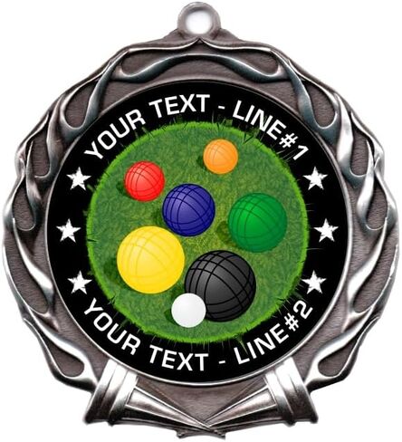 10 قطع من ميدالية جائزة Bocce Ball، حدد النص المخصص الخاص بك على تصميم ميدالية جائزة Bocce Ball. قطر كبير 2-3/4 بوصة، ميدالية عالية الجودة مصنوعة من سبائك معدنية ثقيلة. مطبوعة ومعبأة في الولايات المتحدة الأمريكية in Kuwait