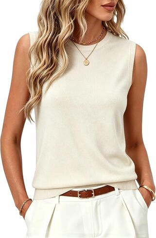 Breezy Lane Women's Sweater Vest Sleeveless Round Neck Basic Knit Pullover Tops in Saudi Arabia