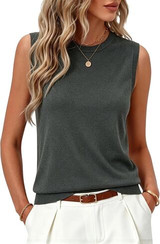 Breezy Lane Women's Sweater Vest Sleeveless Round Neck Basic Knit Pullover Tops in Saudi Arabia