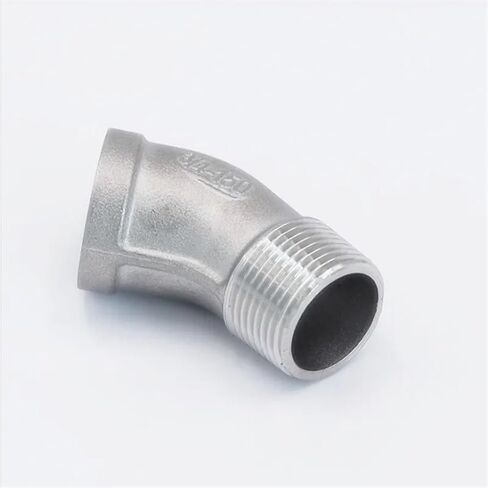 1/4 "3/8" 1/2 "3/4" 1 "1-1/4" 1-1/2" 2" BSPT أنثى إلى ذكر 45 درجة الكوع موصل المقرنة 304 تركيب الأنابيب غير القابل للصدأ (2") in Kuwait