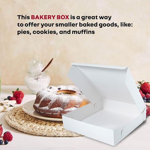 19x14x4 1/2 inches White Cake box, Premium Bakery Boxes, One piece, Perfect for packaging and selling cakes, donuts, cookies, and muffins (12-Pack) in Saudi Arabia