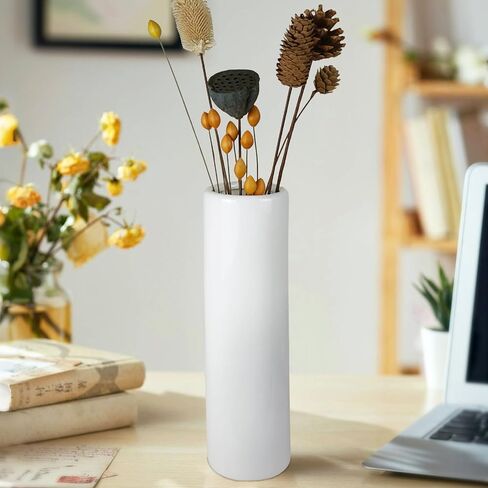 White Ceramic Flower Vases,12 Inch Tall Modern Textured Vases for Pampas Grass Flower, Minimalist Large Vase for Home Decor,Farmhouse,Shelf,Table Centerpieces,Living Room Decorations in Saudi Arabia
