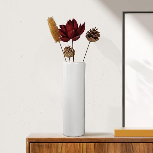 White Ceramic Flower Vases,12 Inch Tall Modern Textured Vases for Pampas Grass Flower, Minimalist Large Vase for Home Decor,Farmhouse,Shelf,Table Centerpieces,Living Room Decorations in Saudi Arabia