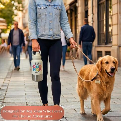 Dog Mom Mothers Day Gifts, Dog Mothers Day Gifts from Dogs for Dogmom, Stainless Steel Water Bottle with Detachable Dog's Bowls, Cute Dogs Mom Water Bottle for Walks and Hiking in Saudi Arabia