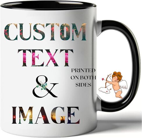 Custom Coffee Mug with Photo, Text, or Logo | Personalized Ceramic Mug 11oz | Customizable Gift for Men, Women | Unique Gift for Birthdays, Holidays, Christmas | White in Saudi Arabia