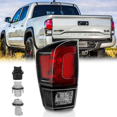 زوج تجميع المصابيح الخلفية لعام 2016 2017 2018 2019 2020 2021 2022 2023 Toyota Tacoma المصابيح الخلفية الخلفية ومصابيح الفرامل اليسرى للسائق وجانب الركاب الأيمن، غطاء أسود عدسة شفافة مع إطار أسود in Kuwait