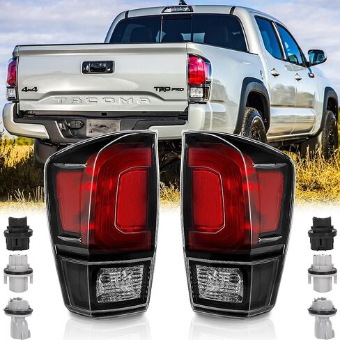 Tail Lights Assembly Pair for 2016 2017 2018 2019 2020 2021 2022 2023 Toyota Tacoma Taillights Rear Back Brake Lamps Left Driver and Right Passenger Side,Black Housing Clear Lens with Black Bezel in Saudi Arabia