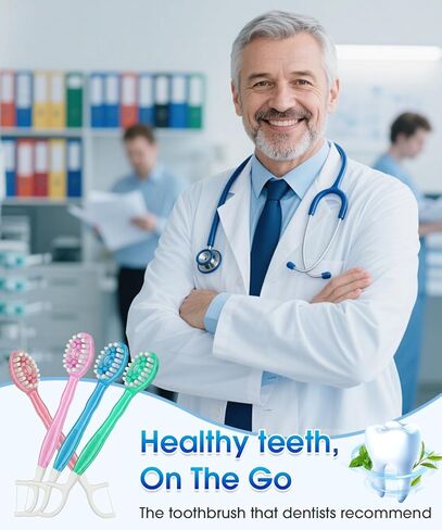 EASICUTI 40PCS/4 Boxes Disposable Toothbrushes with Toothpaste, Floss, Pick & Tongue Scraper, Bulk Travel Oral Care Set for Adults, Kids, Camping, Work in Saudi Arabia