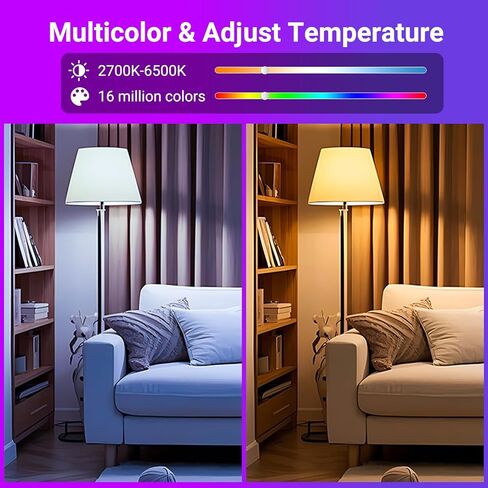 TJOY 4 Pack Smart Light Bulbs, Bluetooth WiFi Led Bulb Work with Alexa &Google Assistant, RGB Color Changing Alexa Bulbs, Music Sync, 2700K-6500K, 9W(60W Equivalent), A19 E26 800LM, 2.4Ghz WiFi only in Saudi Arabia