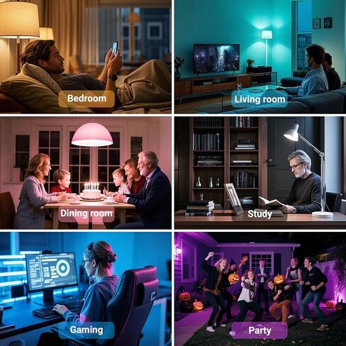 TJOY 4 Pack Smart Light Bulbs, Bluetooth WiFi Led Bulb Work with Alexa &Google Assistant, RGB Color Changing Alexa Bulbs, Music Sync, 2700K-6500K, 9W(60W Equivalent), A19 E26 800LM, 2.4Ghz WiFi only in Saudi Arabia