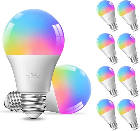 TJOY 4 Pack Smart Light Bulbs, Bluetooth WiFi Led Bulb Work with Alexa &Google Assistant, RGB Color Changing Alexa Bulbs, Music Sync, 2700K-6500K, 9W(60W Equivalent), A19 E26 800LM, 2.4Ghz WiFi only in Saudi Arabia