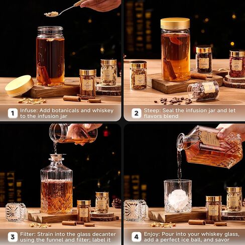 مجموعة هدايا ComboJoy Whisky Infusion Kit للرجال - 12 مكونًا طبيعيًا، الدورق، وعاء التسريب، الزجاج، قالب الثلج - مجموعة منقوع الويسكي والبوربون والروم والكوكتيل من أجله، والأب، والزوج in Saudi Arabia