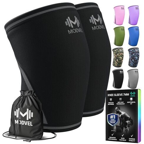 Modvel 7mm Neoprene Knee Sleeves for Men & Women Weightlifting & Powerlifting – Compression Knee Sleeve Support for Squats, Gym, Training – USPA, IPL Approved – Medium Black (Pair) in Saudi Arabia