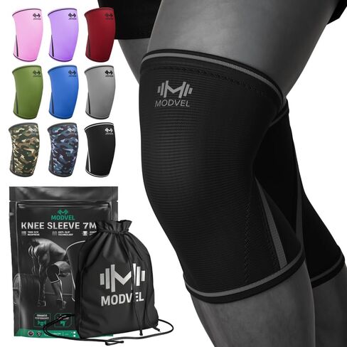 Modvel 7mm Neoprene Knee Sleeves for Men & Women Weightlifting & Powerlifting – Compression Knee Sleeve Support for Squats, Gym, Training – USPA, IPL Approved – Medium Black (Pair) in Saudi Arabia