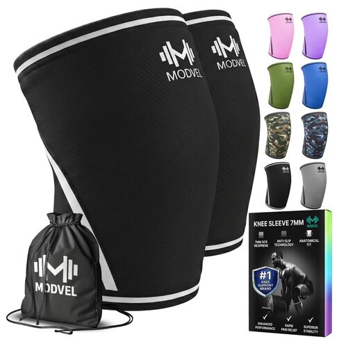Modvel 7mm Neoprene Knee Sleeves for Men & Women Weightlifting & Powerlifting – Compression Knee Sleeve Support for Squats, Gym, Training – USPA, IPL Approved – Medium Black (Pair) in Saudi Arabia