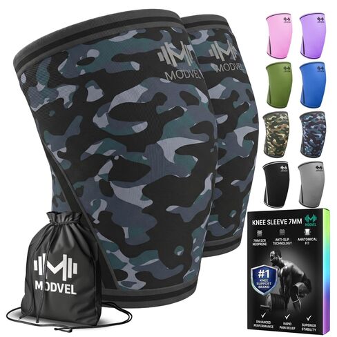 Modvel 7mm Neoprene Knee Sleeves for Men & Women Weightlifting & Powerlifting – Compression Knee Sleeve Support for Squats, Gym, Training – USPA, IPL Approved – Medium Black (Pair) in Saudi Arabia