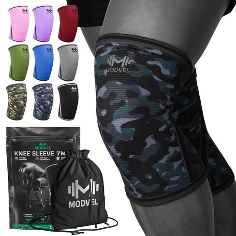 Modvel 7mm Neoprene Knee Sleeves for Men & Women Weightlifting & Powerlifting – Compression Knee Sleeve Support for Squats, Gym, Training – USPA, IPL Approved – Medium Black (Pair) in Saudi Arabia