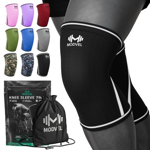 Modvel 7mm Neoprene Knee Sleeves for Men & Women Weightlifting & Powerlifting – Compression Knee Sleeve Support for Squats, Gym, Training – USPA, IPL Approved – Medium Black (Pair) in Saudi Arabia