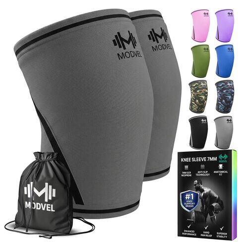 Modvel 7mm Neoprene Knee Sleeves for Men & Women Weightlifting & Powerlifting – Compression Knee Sleeve Support for Squats, Gym, Training – USPA, IPL Approved – Medium Black (Pair) in Saudi Arabia