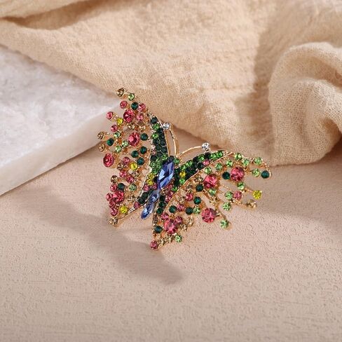 Jumwrit Boho Big Crystal Butterfly Ring Sparkling Rhinestone Knuckle Ring Statement Wrap Vintage Finger Ring Adjustable Open Band Ring Wedding Party Cocktail Jewelry for Women in Saudi Arabia