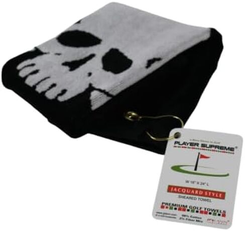 JP Lann Player Supreme Golf and Utility Sports Towel (16" x 24") (Skull & Crossbones) in Saudi Arabia