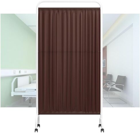 1-5 Panels Portable Medical Privacy Screen,Folding Rolling Privacy Screen,6ft High Room Divider with Wheel for Clinic/Office/Beauty Salon(Brown,5-Panel) in Saudi Arabia
