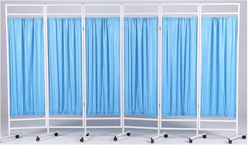 Mobile Medical Privacy Screen, 3/4/5/6/7/8 Panels, Portable Room Divider with Wheels, 1.8M High Foldable Room Divider for Hospital/Office/Beauty Salon (Color:Blue, Size:8 in Saudi Arabia