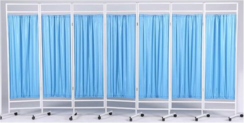 Mobile Medical Privacy Screen, 3/4/5/6/7/8 Panels, Portable Room Divider with Wheels, 1.8M High Foldable Room Divider for Hospital/Office/Beauty Salon (Color:Blue, Size:8 in Saudi Arabia