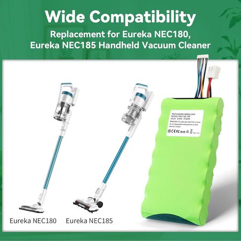 Replacement for Eureka BP25220F Battery, Compatible with Eureka NEC180 NEC185 RapidClean Pro Cordless Stick and Handheld Vacuum Cleaner Upgrade Rechargeable li ion Battery Model BP25220F 25.2V 3000mAh in Saudi Arabia