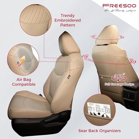 FREESOO Leather Seat Covers for Toyota RAV4 - Waterproof Custom Fit Car Seat Covers Full Set for Toyota RAV4 2019-2025 LE XLE Limited XLE Premium - NOT for Hybrid in Saudi Arabia