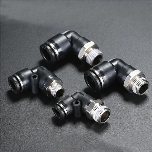 PL black pneumatic quick connector 4mm-12mm hose connector outer diameter 1/8" 1/4" 3/8" 1/2" elbow plug-in connector(PL6-01) in Saudi Arabia