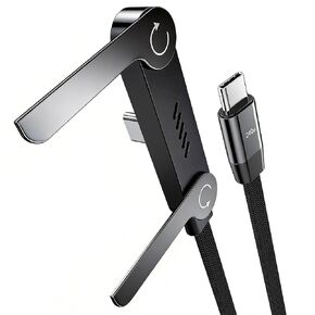 LOOHOI USB C to USB C Cable, 240W USB-C Charge Cable with Built-in Phone Stand (5FT, Black), Durable Braided Type-C Cable with 90° Angled T-Shaped Stand in Saudi Arabia